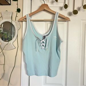 Adidas Sky Blue Lace-Up Top